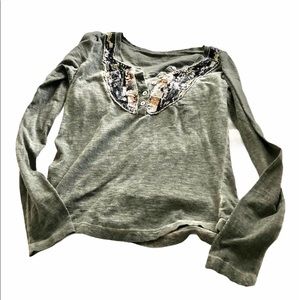 Free People gray sequin long sleeve casual shirt